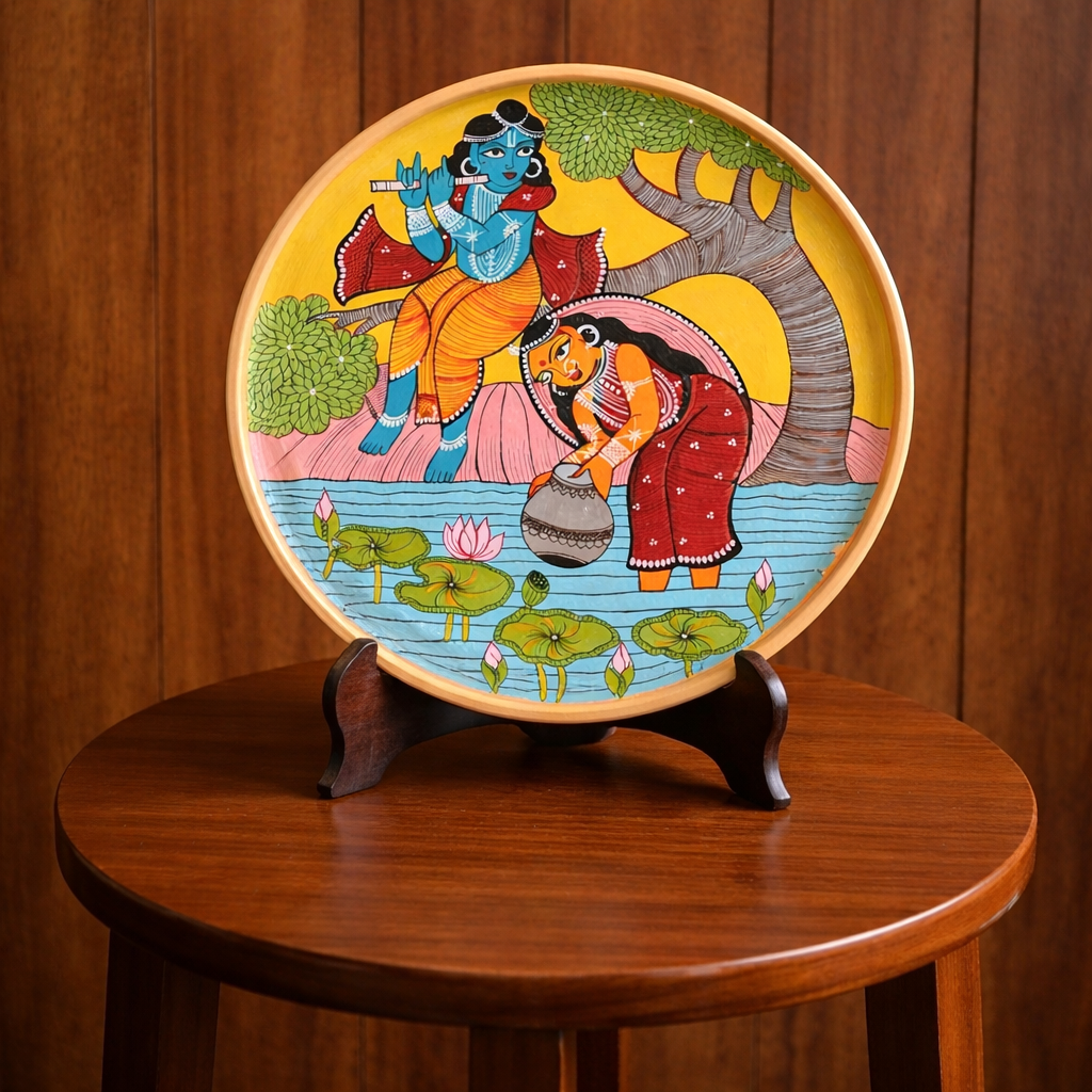 Handpainted Wooden Wall Plate - Bengal Art