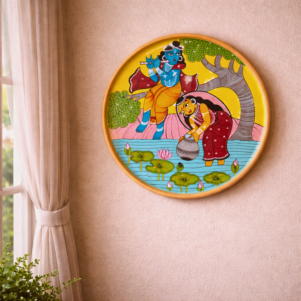 Handpainted Wooden Wall Plate - Bengal Art