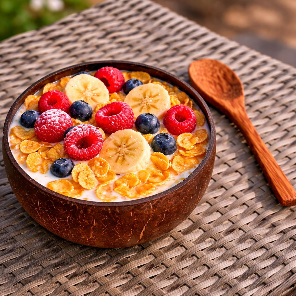 Coconut Shell Bowl with Spoon For Smoothie, Cereals, Salads