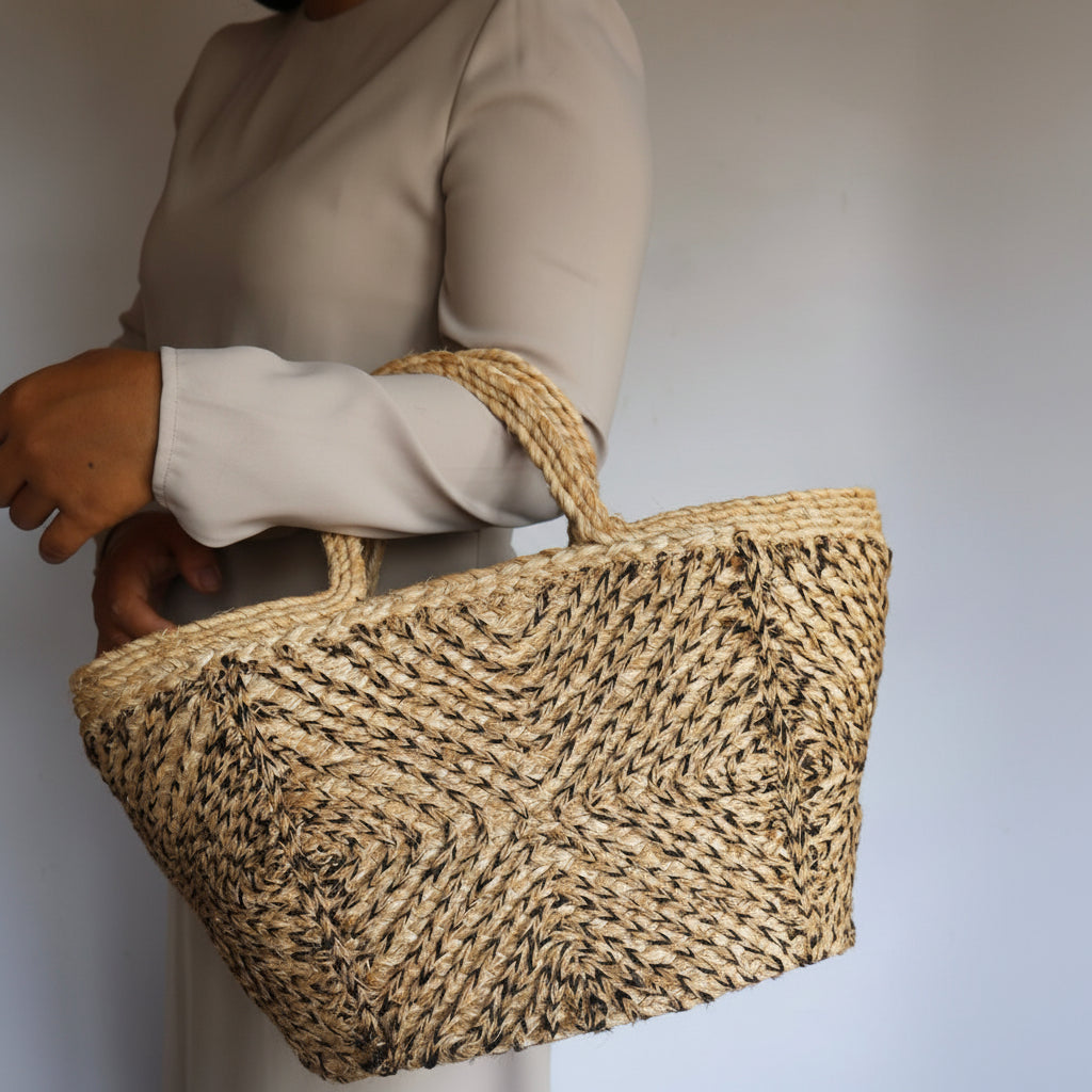 Banana Fibre HandBag With Jute Detailing