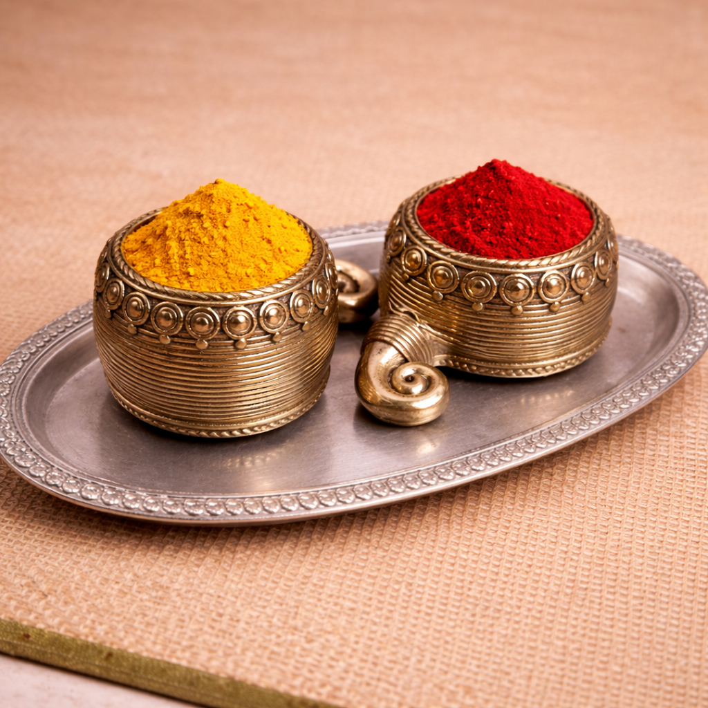 Handcrafted Dhokra Haldi Kumkum Set
