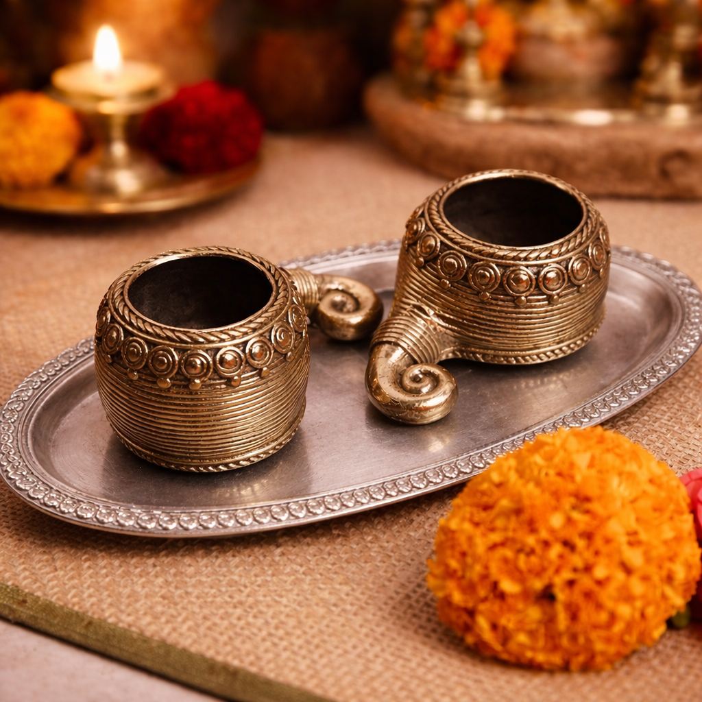 Handcrafted Dhokra Haldi Kumkum Set