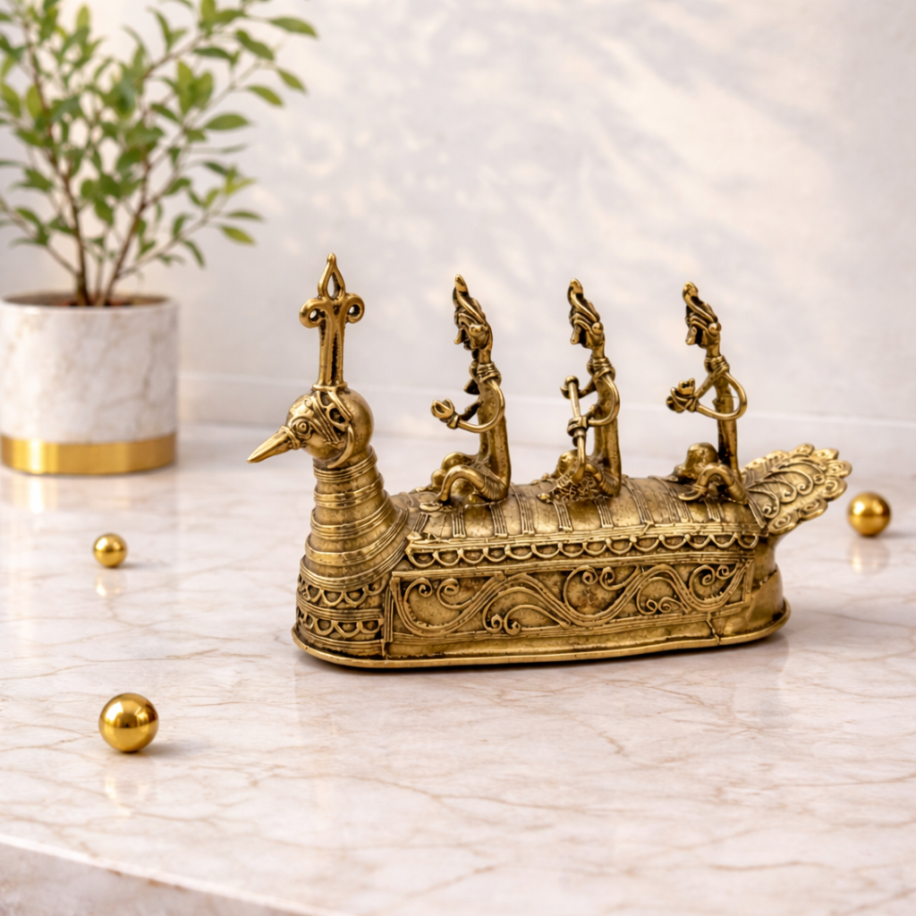 Handcrafted Dhokra Tribal Boat Figurine