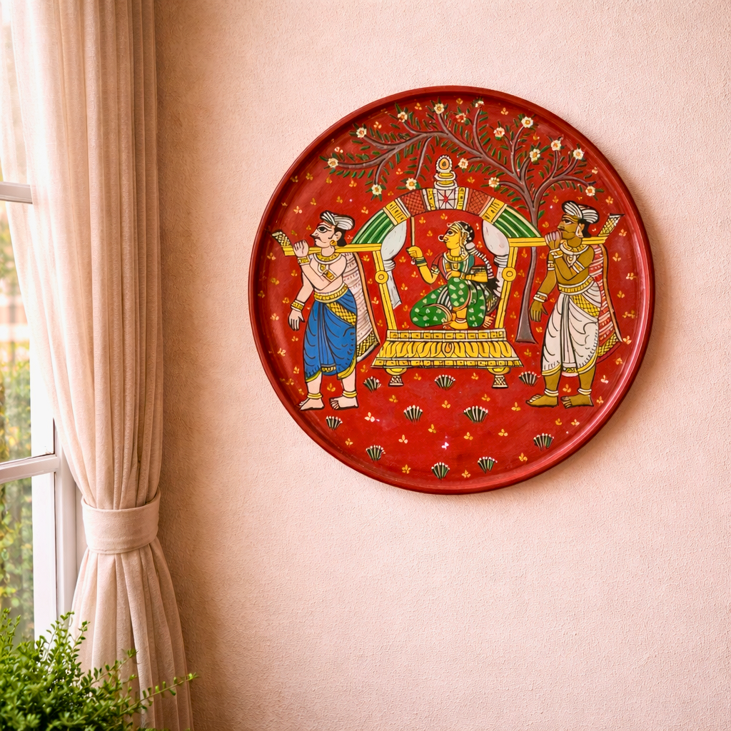 Handpainted Wooden Wall Plate- Cheriyal Art