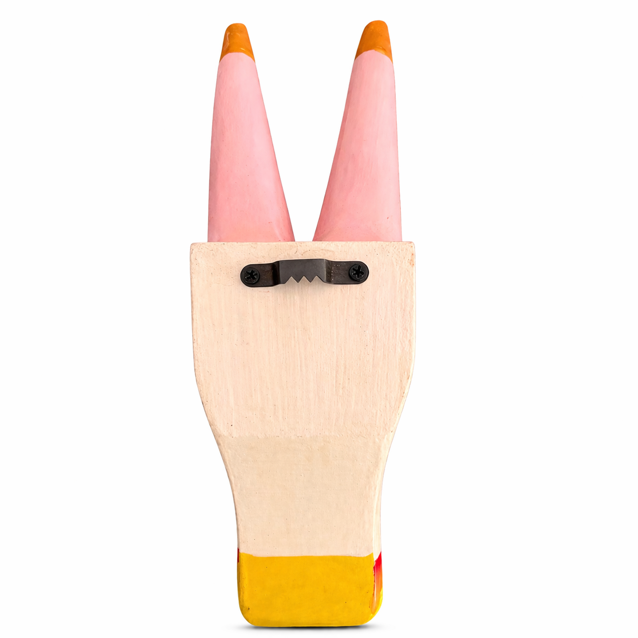 Handpainted Wooden Cow Head - Pink & White
