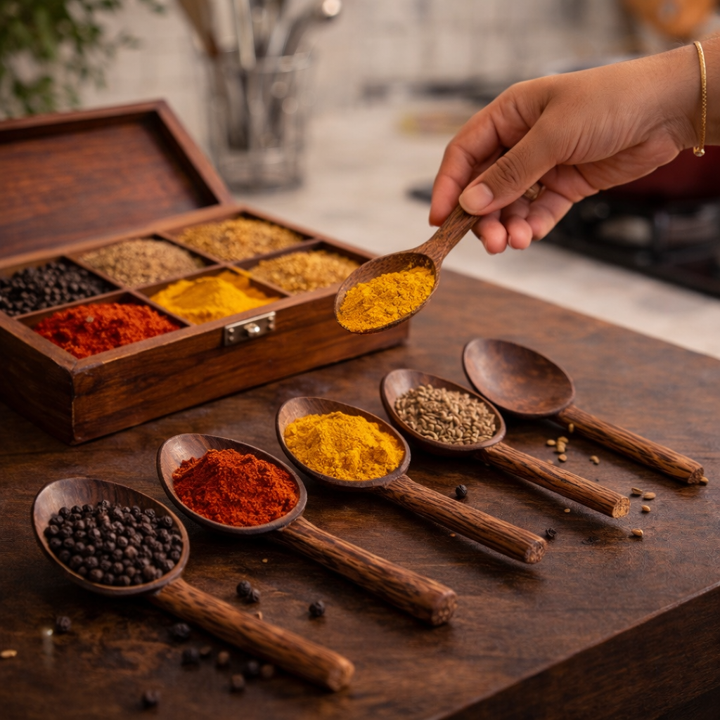 Coconut Shell Masala Spoons (Set of 6)