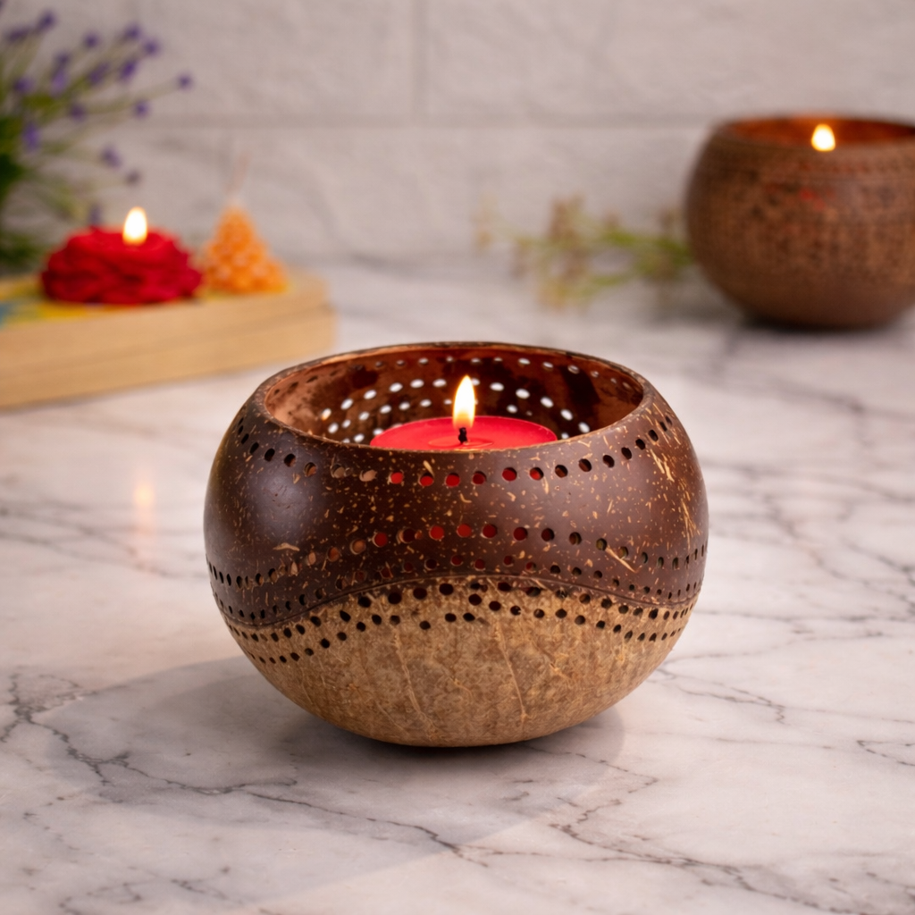Coconut Shell Candle Holder
