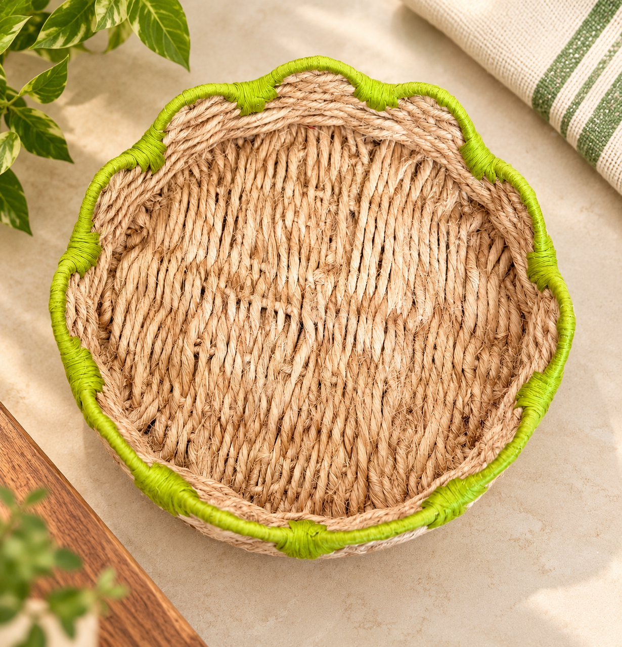 Banana Fibre Handwoven Tray With Cotton Thread
