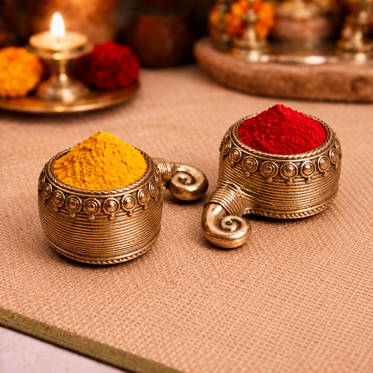 Handcrafted Dhokra Haldi Kumkum Set