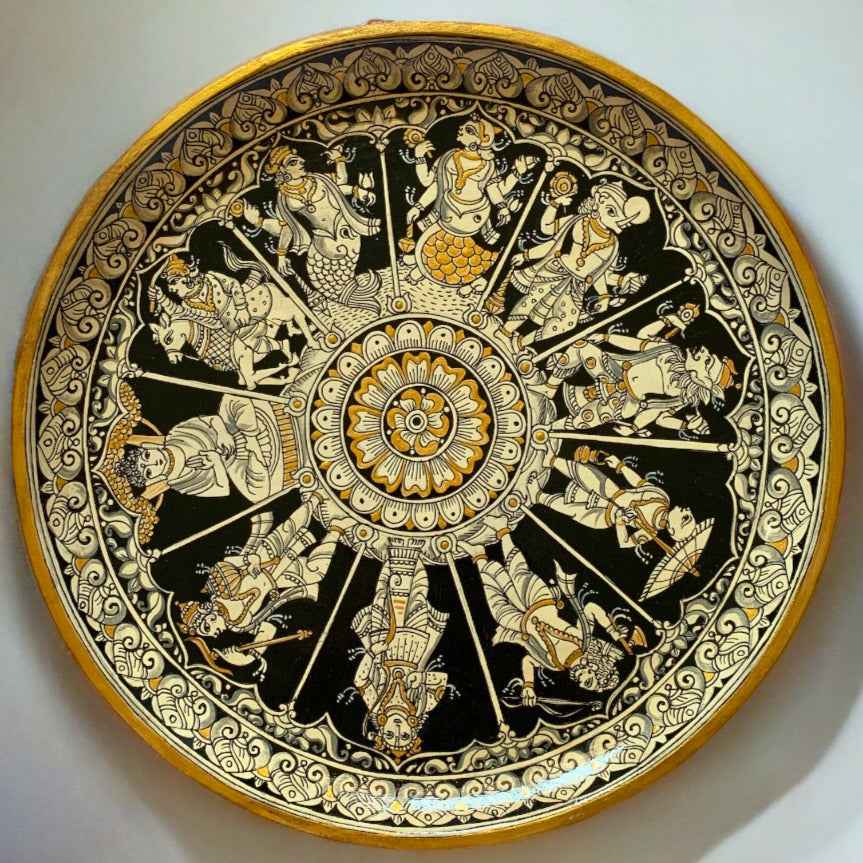 Handpainted Wooden Wall Plate - Pattachitra Dasavatar