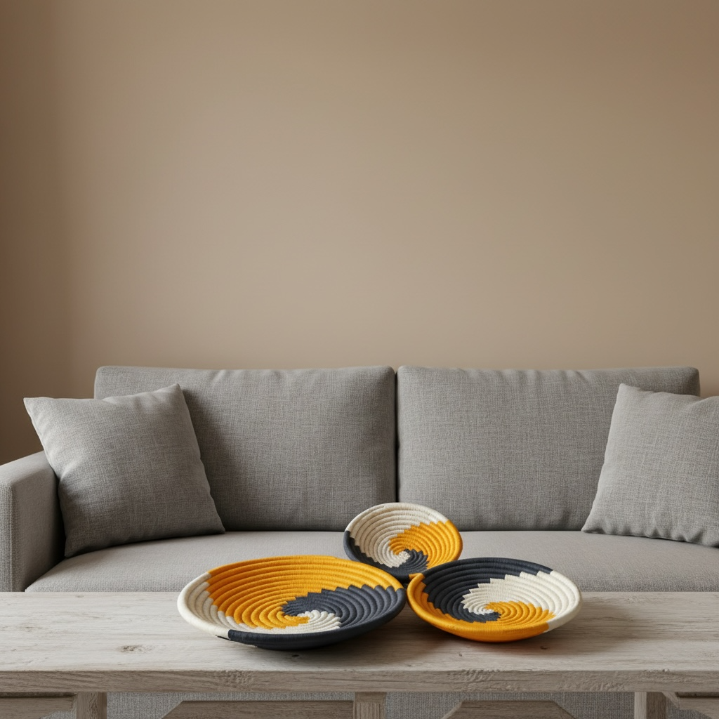 Sabai Grass - Wall Basket Set of 3 - Orange, Black and Beige