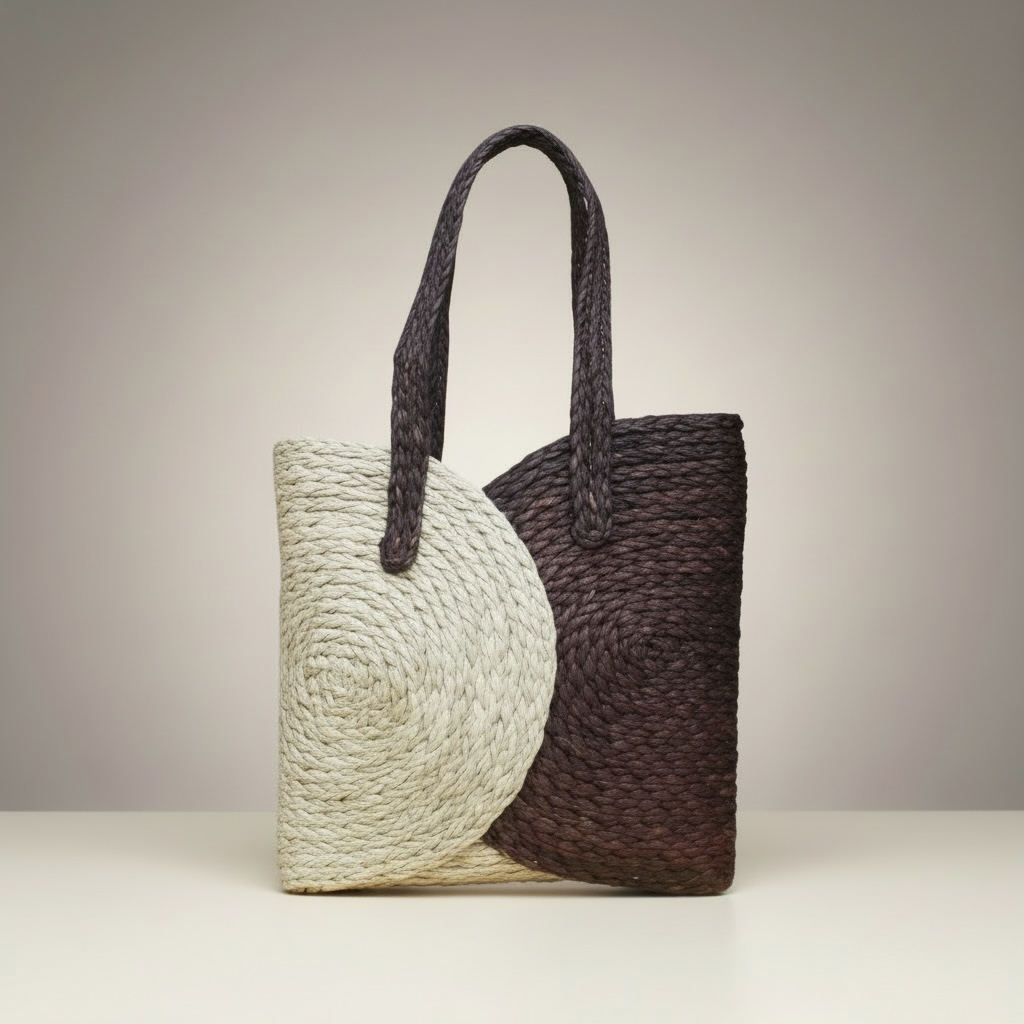 Sabai Grass Spiral Tote Bag - Bi-color Stripe 3