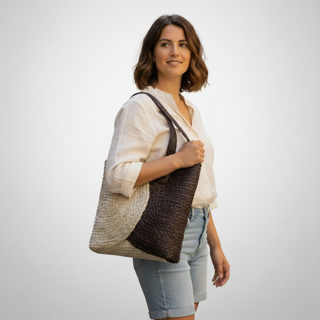 Sabai Grass Spiral Tote Bag - Bi-color