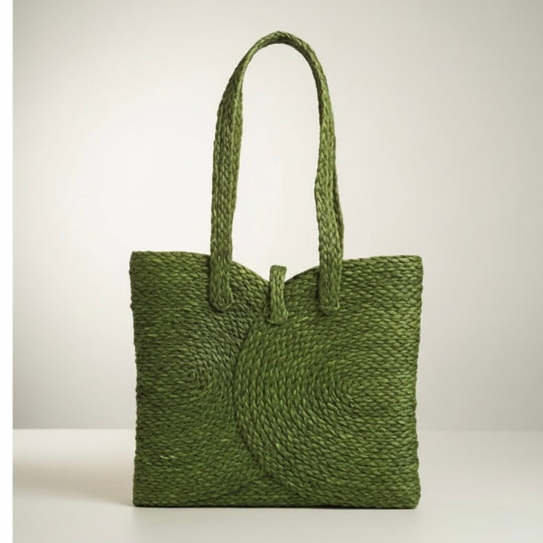 Sabai Grass Spiral Tote Bag - Green