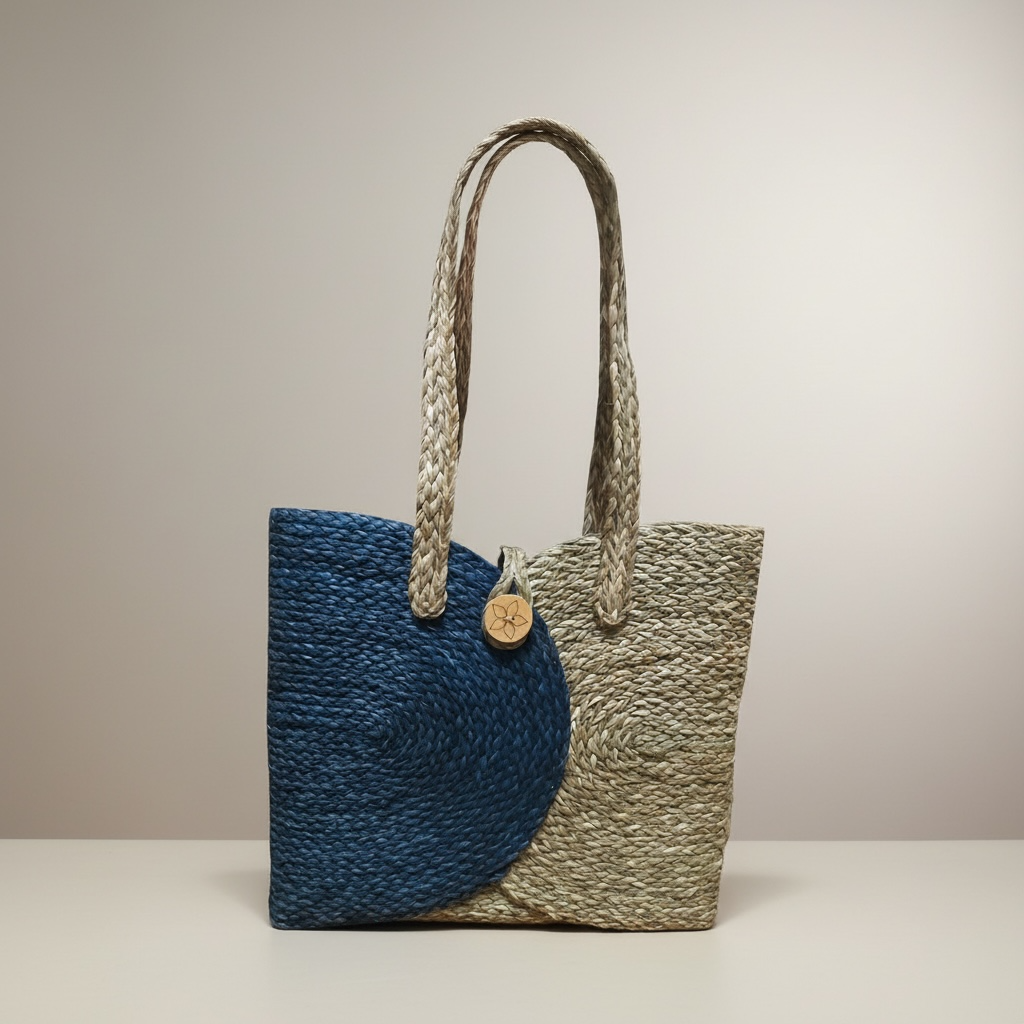 Sabai Grass Spiral Tote Bag - Bi-color Stripe 4