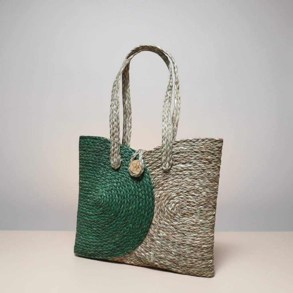 Sabai Grass Spiral Tote Bag - Bi-color Stripe 6