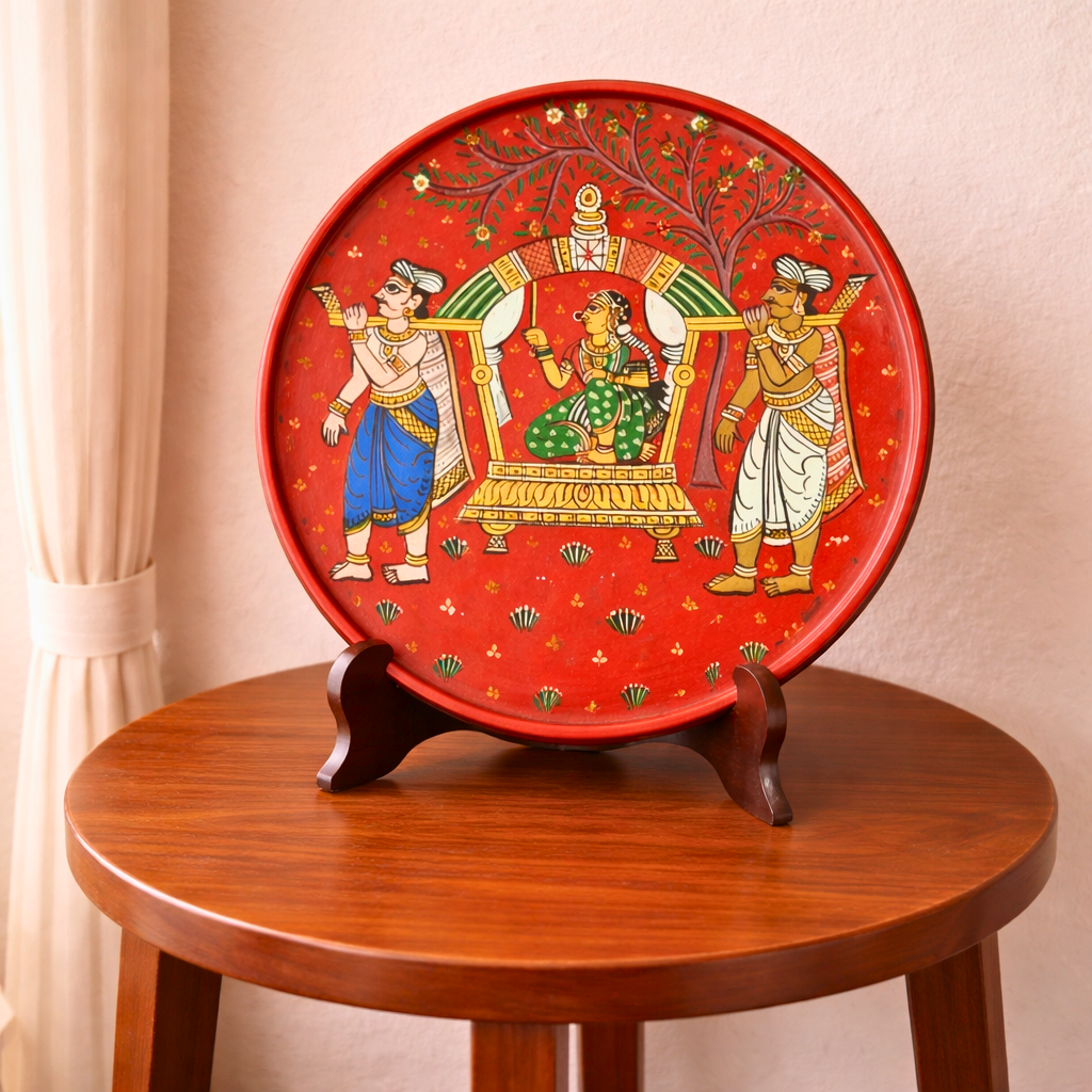 Handpainted Wooden Wall Plate- Cheriyal Art
