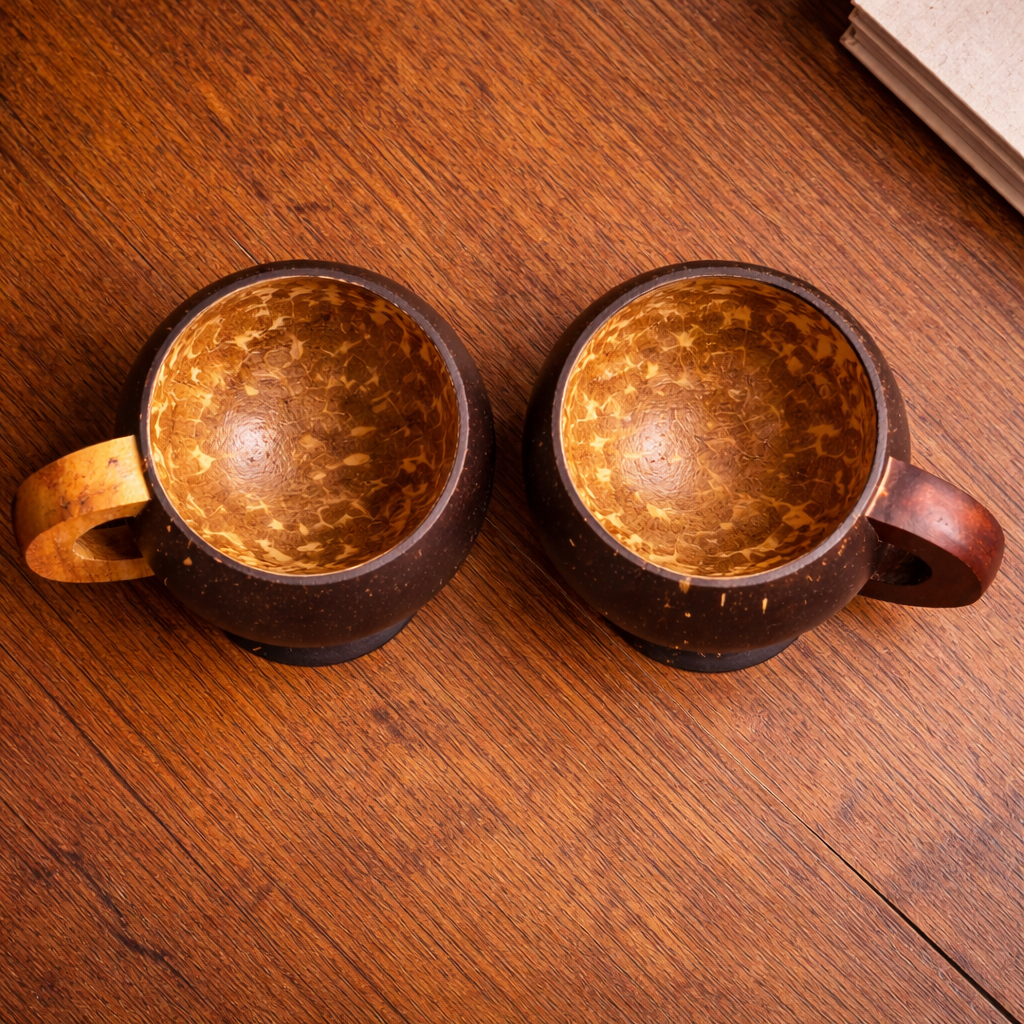 Coconut Shell Coffee Mug - 1 set