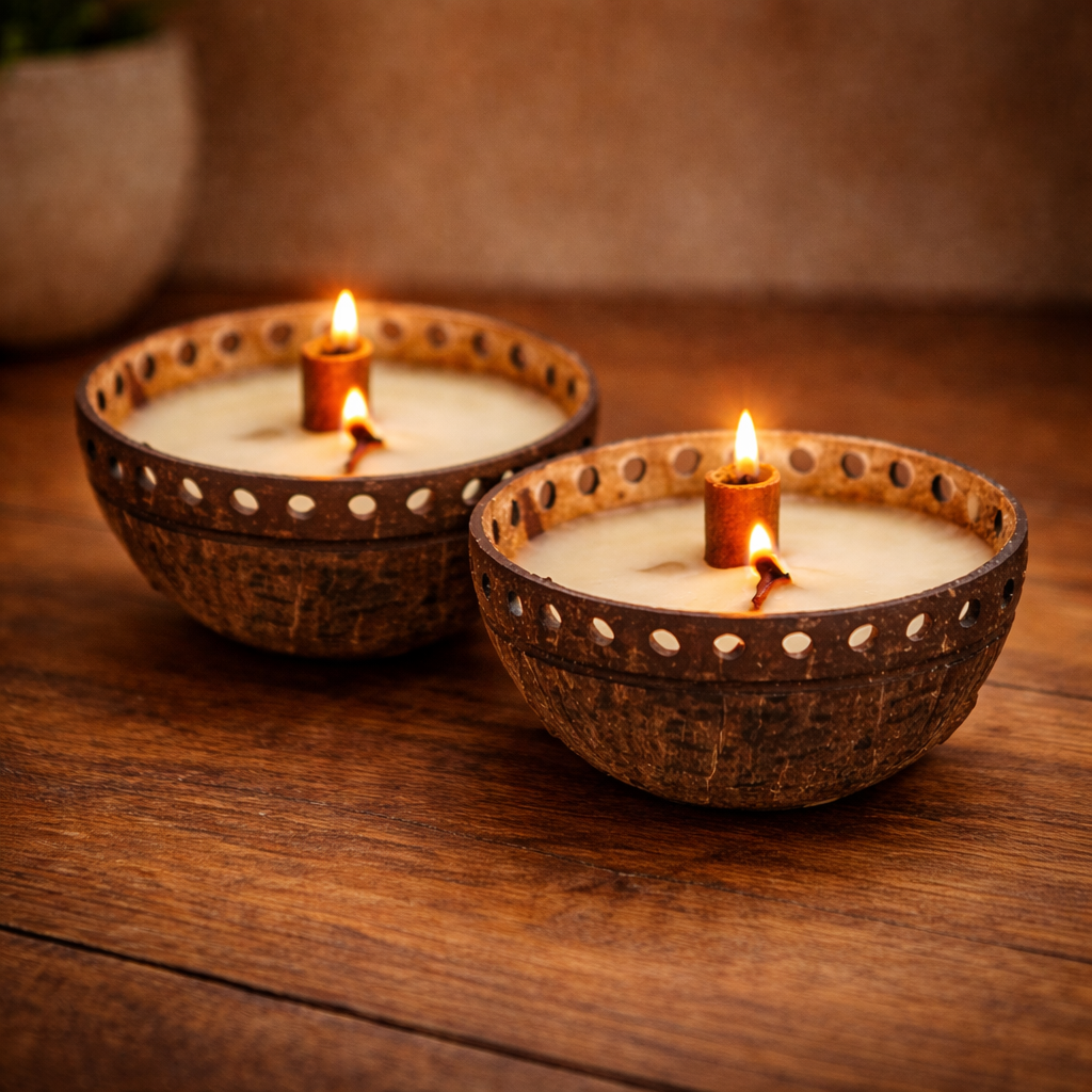 Coconut Shell Candle/Diya (Set of 2)