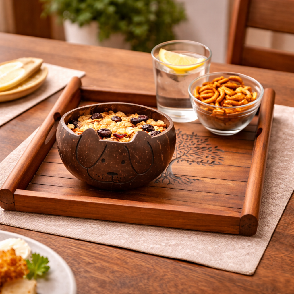 Coconut Shell Kids Bowl - Dog Design