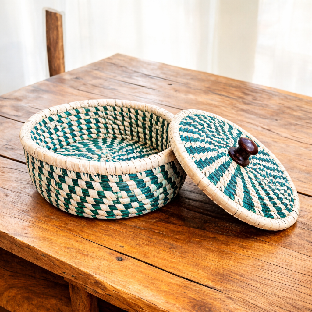 Roti Box - Green Beige - Sabai Grass