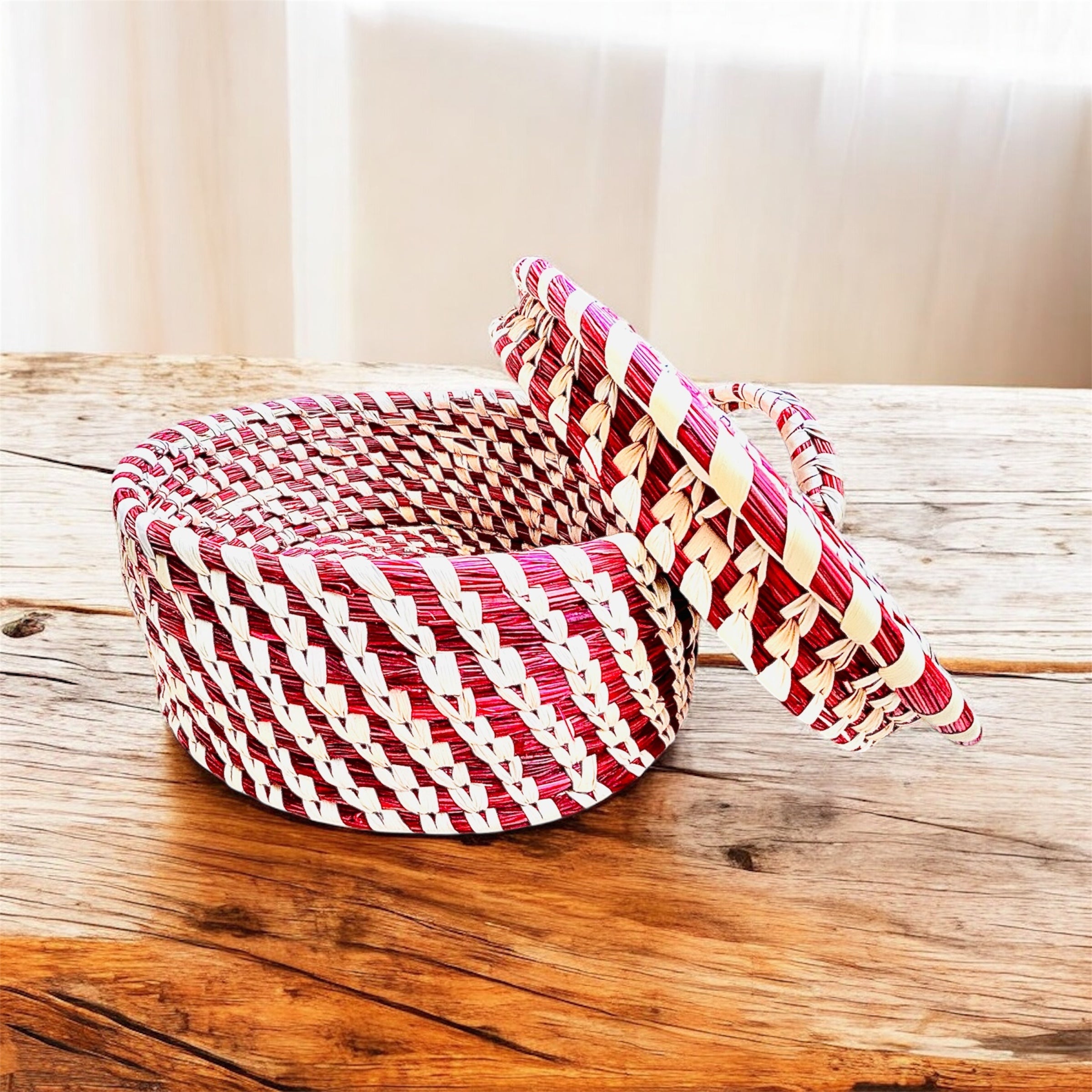 Roti Box - Maroon Beige - Sabai Grass