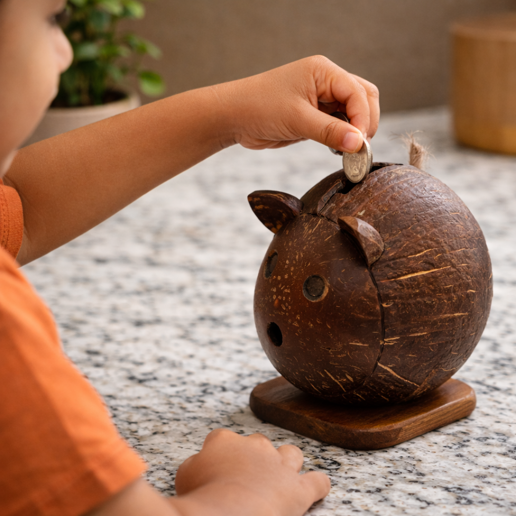 Coconut Shell Piggy Bank