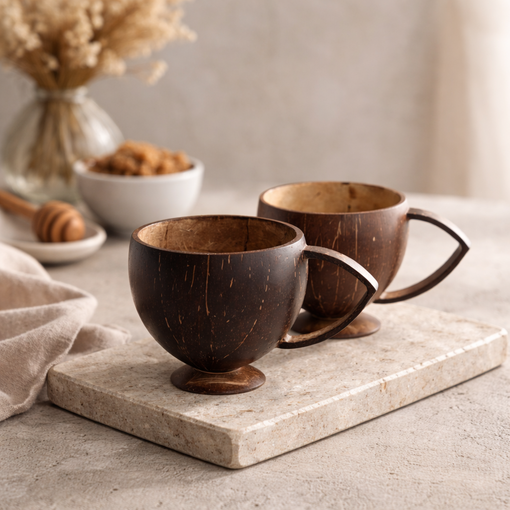 Coconut Shell Teacup (Set of 2) - Ecofriendly - H'art N Craft