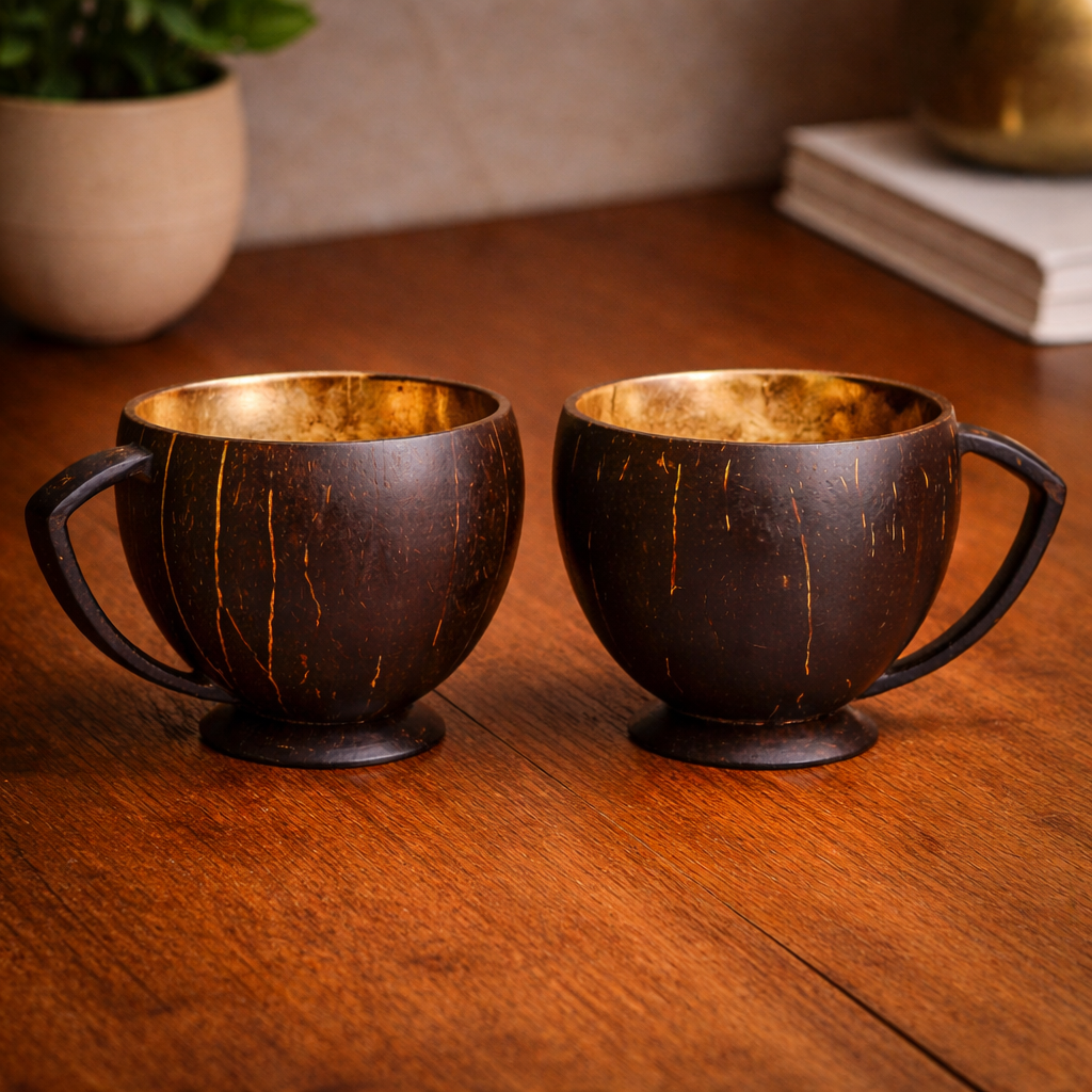 Coconut Shell Tea Cup - 1 Set
