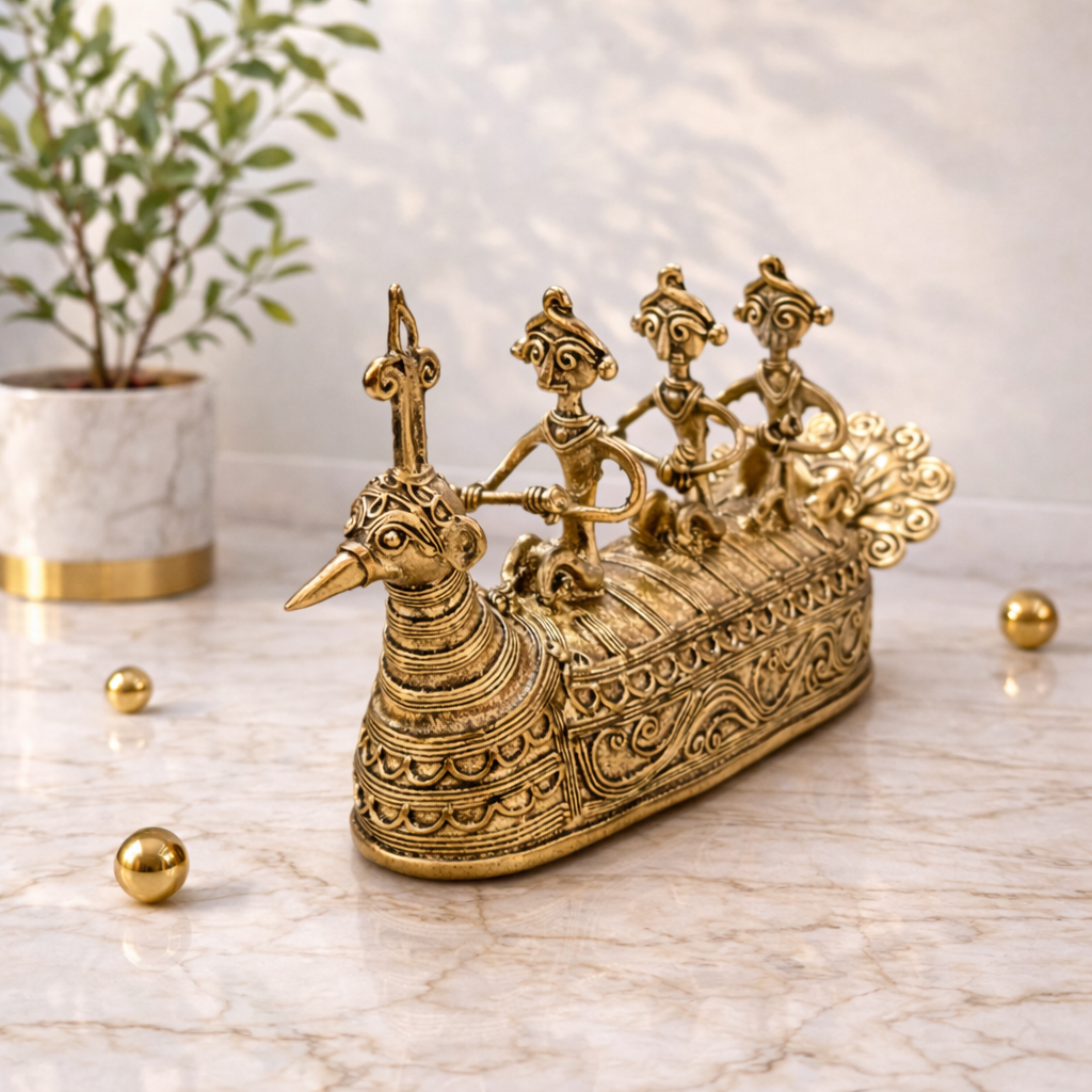 Handcrafted Dhokra Tribal Boat Figurine