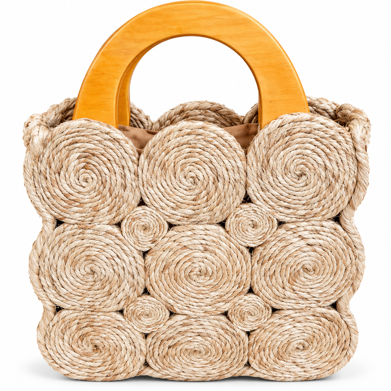 Banana Fibre HandBag With Wooden Handle